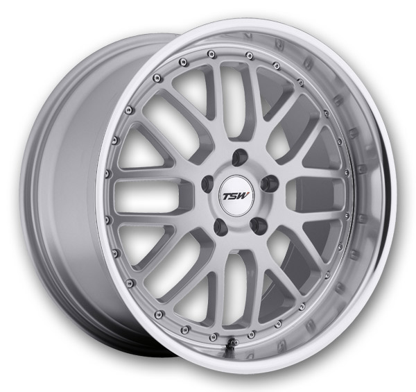 TSW Wheels Valencia 20x10 Silver with Mirror Cut Lip 5x112 +54mm 72mm
