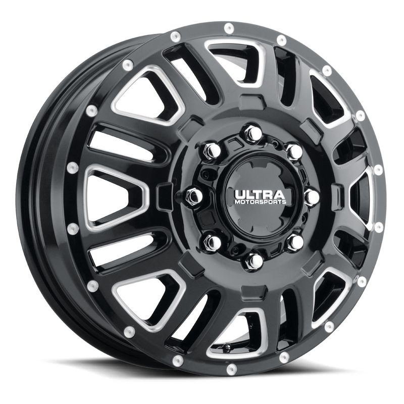 Ultra Wheels 003 Hunter Truck Dually 17x6.5 Gloss Black Milled - Front 8x200 +129mm 156.17mm