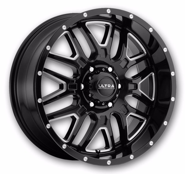 Ultra Wheels 203 Hunter 20x9 Gloss Black with Milled Accents and Clear Coat 5x139.7 -12mm 106.5mm