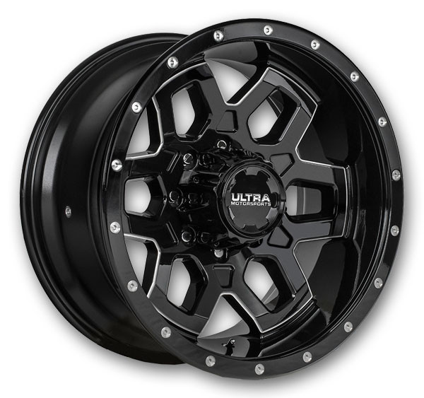 Ultra Wheels 217 Warlock 17x9 Gloss Black with Milled Accents Spot Milled Dimples and Clear Coat 5x127/5x139.7 +1mm 87mm