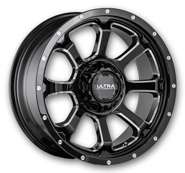Ultra Wheels 219 Nemesis 17x9 Gloss Black with Milled Accents Spot Milled Dimples and Clear Coat 5x127/5x139.7 +12mm 87mm