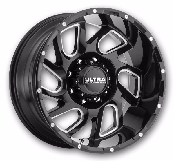 Ultra Wheels 221 Carnage 20x9 Gloss Black with Milled Accents and Clear Coat 5x139.7 +18mm 106.5mm