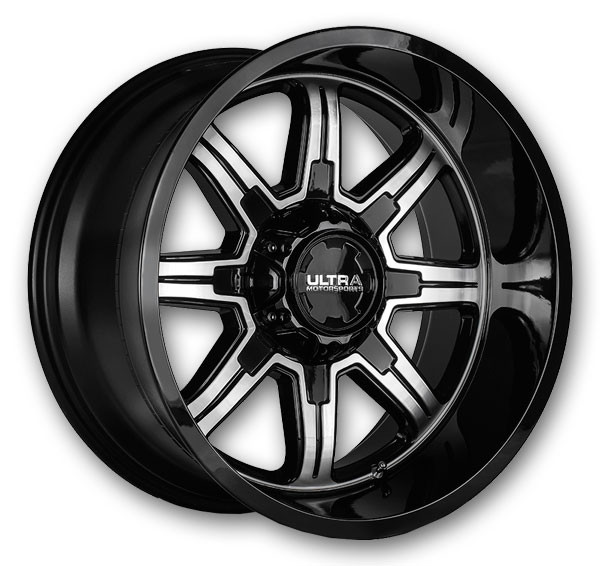 Ultra Wheels 229 Menace 15x8 Gloss Black with Diamond Cut Face and Clear Coat 5x114.3/5x127 -19mm 81.5mm