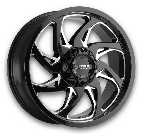 Ultra Wheels 230 Villain 20x10 Gloss Black with Milled Accents and Clear Coat 5x127/5x139.7 -25mm 87mm