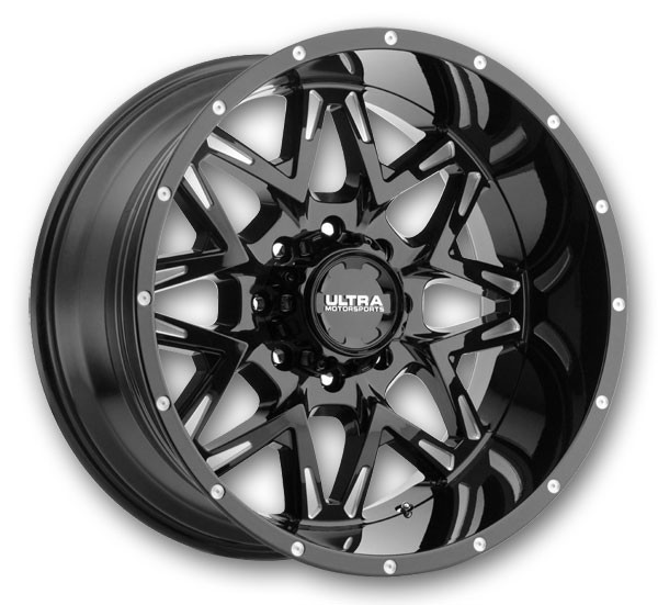 Ultra Wheels 254 Carnivore 20x9 Gloss Black with Milled Accents and Clear Coat 6x135/6x139.7 +1mm 106.1mm