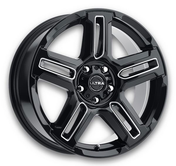 Ultra Wheels 258 Prowler CUV 17x8 Gloss Black with Milled Accents and Clear Coat 5x114.3 +30mm 72.62mm