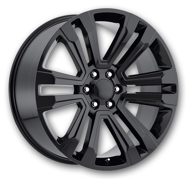 USA Replicas Wheels GMC 2018 FR72 22x9 Gloss Black 6x139.7 +24mm 78.1mm