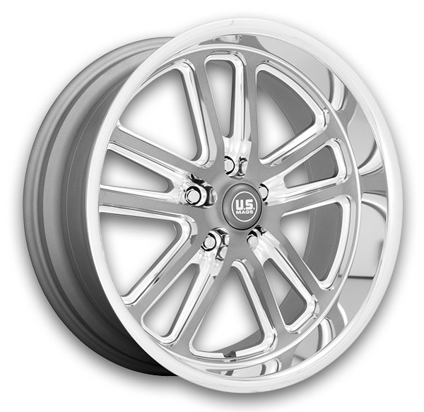 US Mags Wheels Bullet 17x8 Textured Gun Metal With Milled Edges 5x114.3 +1mm 72.56mm