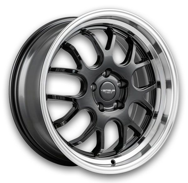 Versus Wheels VS824 18x8.5 Black with Polished Lip 5x112 +35mm 73.1mm