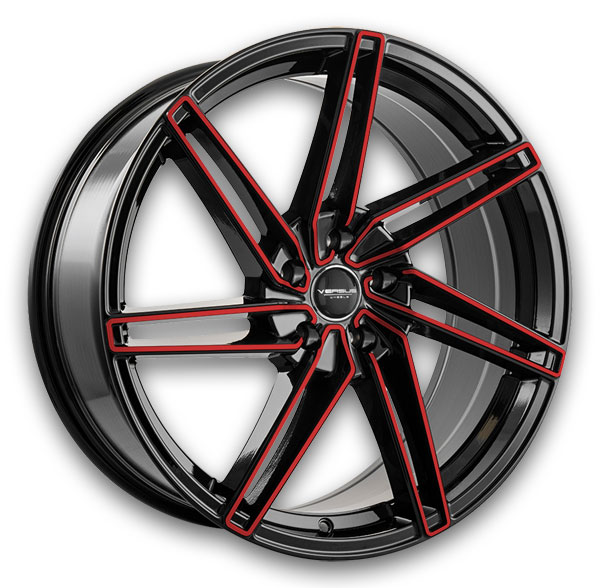 Versus Wheels VS88 20x8.5 Black with Red Face 5x114.3 +35mm 73.1mm