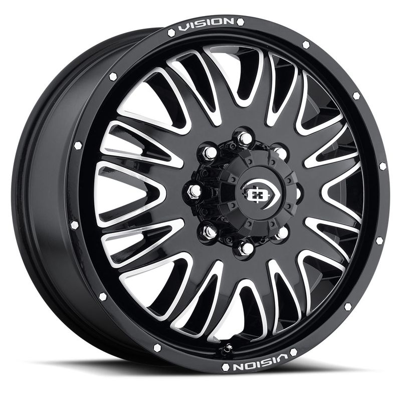 Vision Wheels 401 Rival Dually 20x8.25 Gloss Black with Machined Face - Front 8x210 +106mm 154.3mm