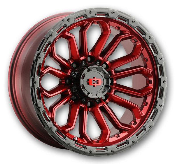 Vision Wheels 405 Korupt 17x9 Gloss Red w/Gloss Black Lip 5x139.7 +12mm 108mm