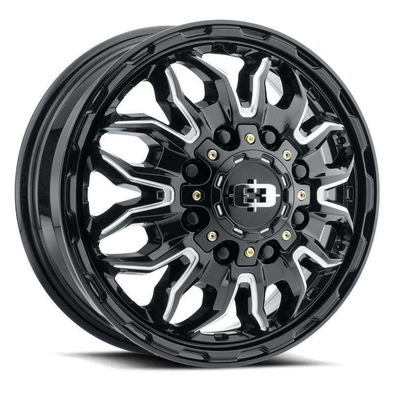 Vision Wheels 410 Korupt Dually 17x6.5 Gloss Black Milled Spoke - Front 8x200 +121mm 145.5mm