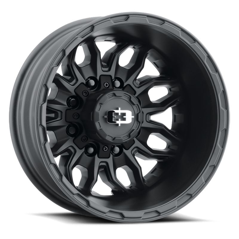 Vision Wheels 410 Korupt Dually 17x6.5 Satin Black - Rear 8x210 -143mm 154.2mm