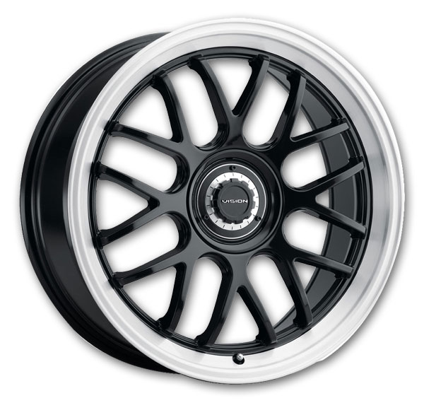 Vision Wheels 478 Alpine 16x8 Gloss Black Brushed Lip 5x108/5x114.3 +38mm 73.1mm