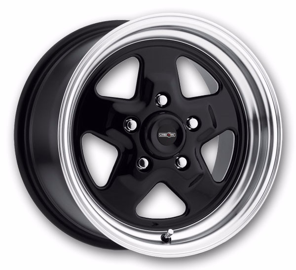 Vision Wheels 521 Nitro 15x7 Gloss Black Machined Lip 5x114.3 +0mm 83.1mm