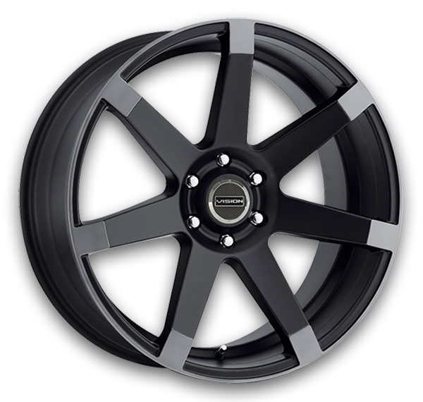 Vision Wheels 9042 Sultan 22x9.5 Matte Black w/ Anthracite Spoke Ends 5x115 15mm 74.1mm