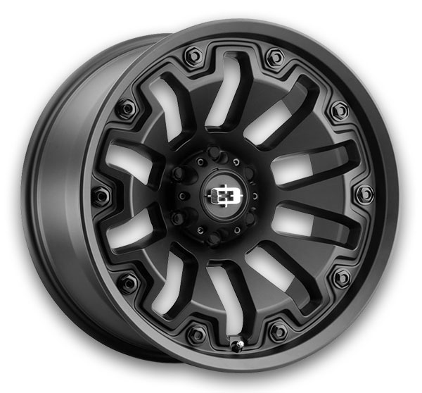Vision Off-Road Wheels 362 Armor 18x9 Satin Black with Black Bolt Inserts 6x135 +12mm 87.1mm