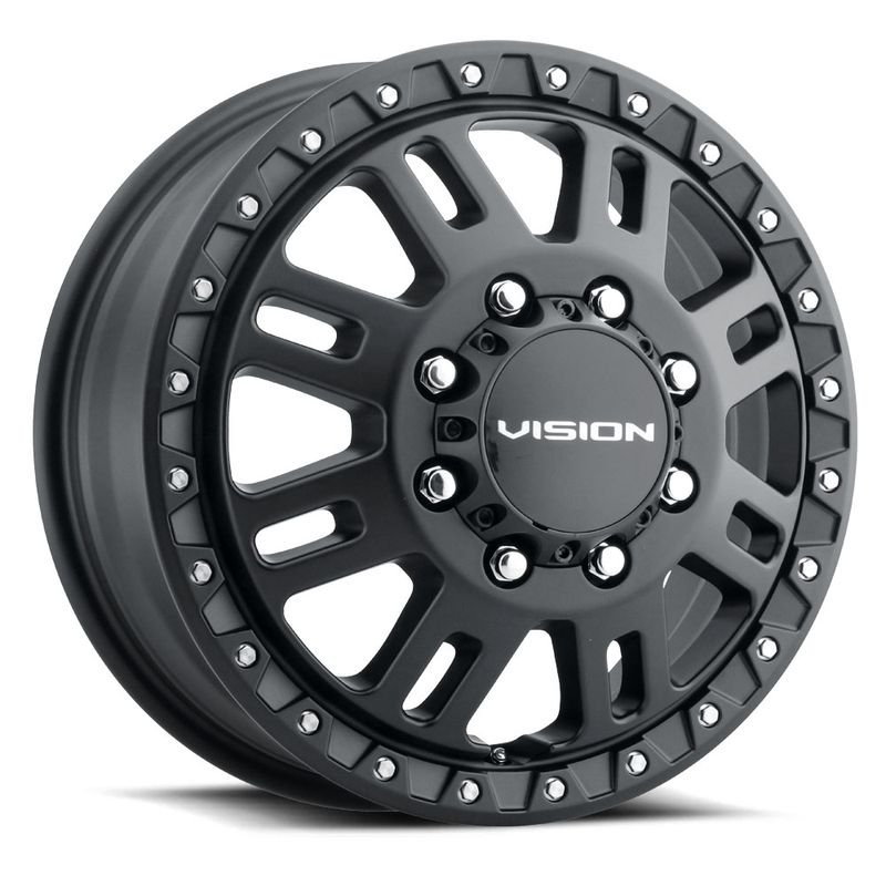 Vision Wheels 408 Manx 2 Dually 17x6.5 Satin Black - Front 8x165.1 +121.35mm 125.2mm