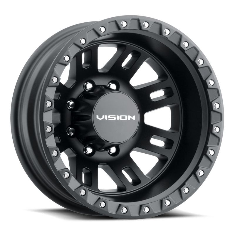 Vision Wheels 408 Manx 2 Dually 17x6.5 Satin Black - Rear 8x165.1 -143.35mm 125.2mm