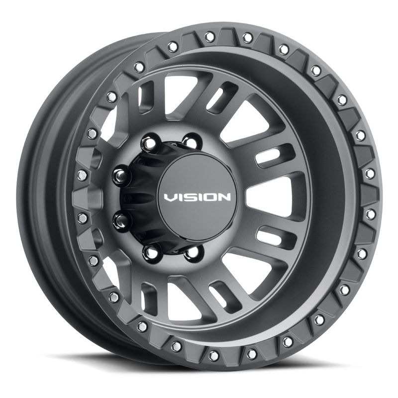 Vision Wheels 408 Manx 2 Dually 17x6.5 Satin Grey - Rear 8x210 -143.35mm 154.2mm