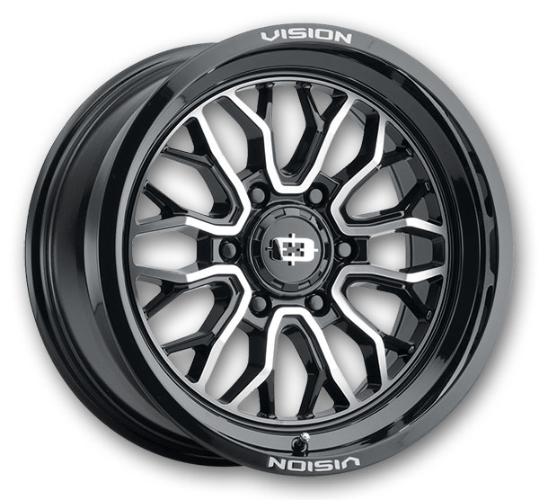 Vision Off-Road Wheels 402 Riot 20x10 Gloss Black Machined Face 6x135 -25mm 87.1mm
