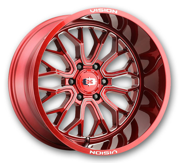 Vision Off-Road Wheels 402 Riot 20x10 Red Tint Milled Spoke 6x135 -25mm 87.1mm