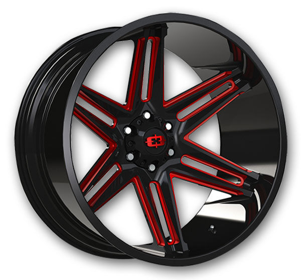 Vision Off-Road Wheels 363 Razor 20x10 Gloss Black Milled Spoke with Red Tint 8x165.1 -25mm 125.2mm
