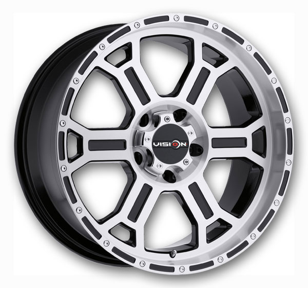Vision Off-Road Wheels 372 Raptor 17x9 Gloss Black Mirror Machined Face and Lip 6x135 +25mm 87.1mm