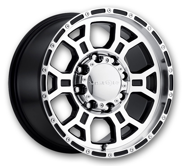 Vision Off-Road Wheels 372 Raptor 17x9 Gloss Black Mirror Machined Face And Lip 8x170 +18mm 126mm