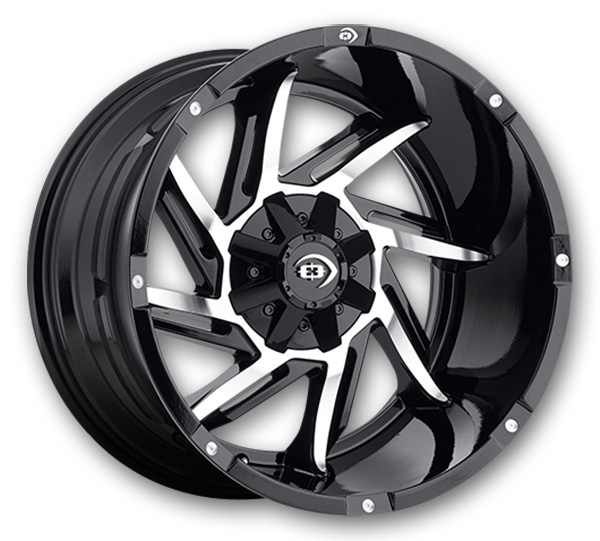 Vision Off-Road Wheels 422 Prowler 20x9 Gloss Black Machined Face 8x165.1 -12mm 125.2mm