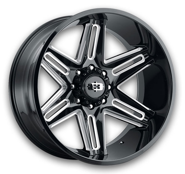 Vision Off-Road Wheels 363 Razor 22x10 Gloss Black with Milled Spokes 5x127 -19mm 78.1mm