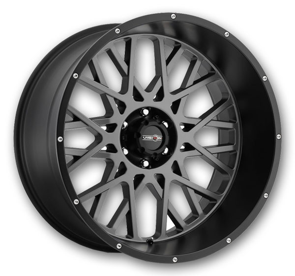 Vision Off-Road Wheels 412 Rocker 22x10 Anthracite With Satin Black Lip 8x165.1 -19mm 125.2mm