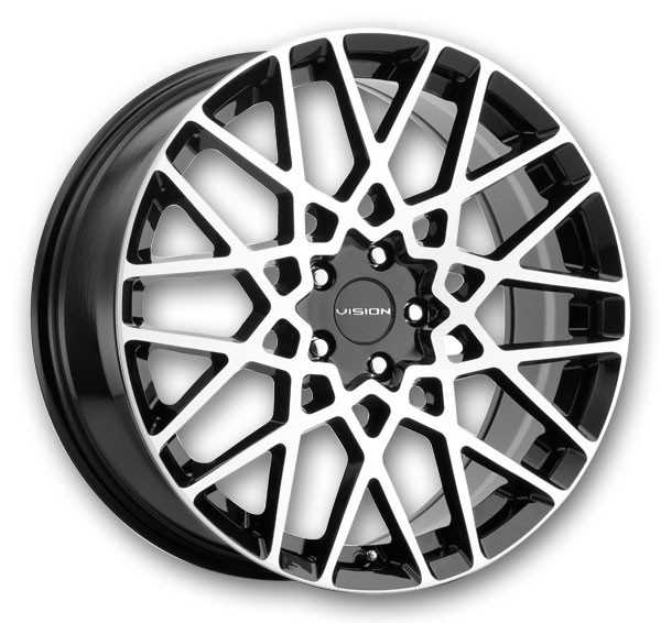Vision Wheels 474 Recoil 17x8 Gloss Black Machined Face 5x108 +38mm 73.1mm