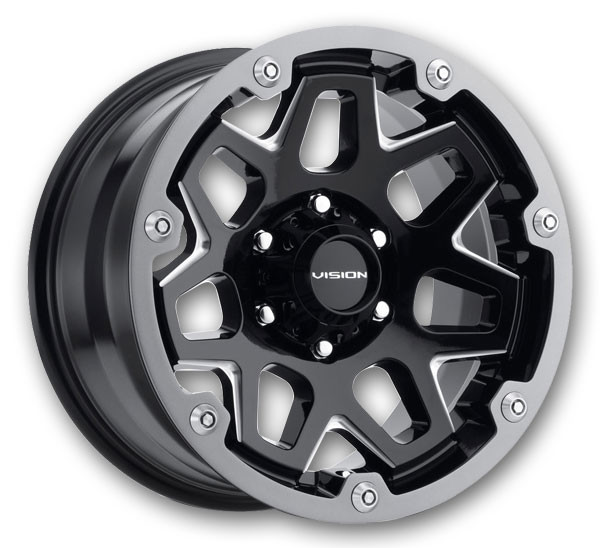 Vision Off-Road Wheels 416 Se7en 18x9 Gloss Black Milled Spoke 5x114.3 +12mm 83mm