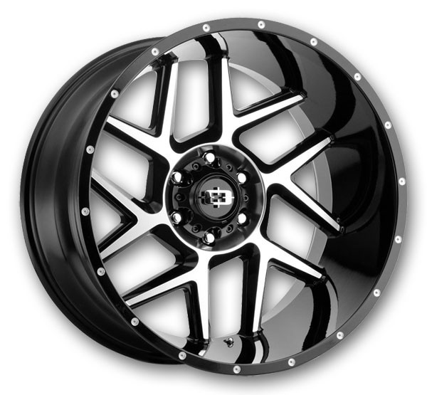 Vision Off-Road Wheels 360 Silver 20x9 Gloss Black with Machined Face 5x139.7 +12mm 108mm