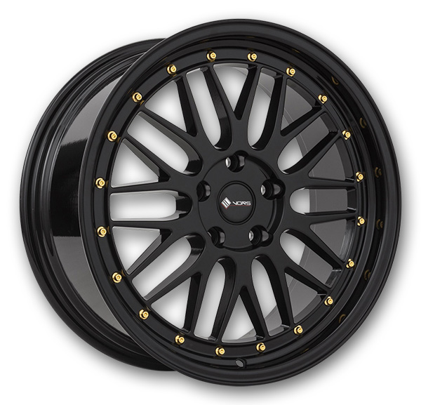 Vors Wheels VR8 20x9.5 All Black Gold Rivet 5x114.3 +35mm 73.1mm