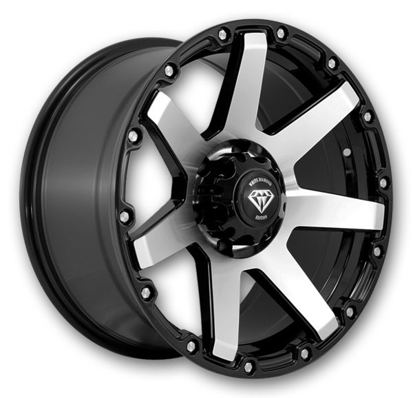 White Diamond Wheels W2804 17x8 Gloss Black Machined 5x139.7 -10mm 108.1mm