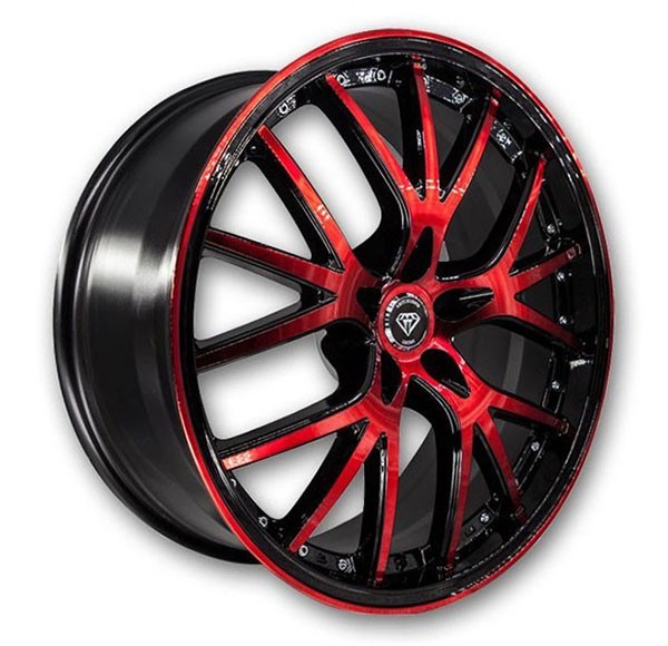 White Diamond Wheels W530 20x8.5 Black with Red Face 5x120 +35mm 74.1mm