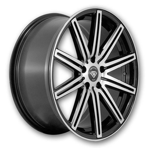 White Diamond Wheels W7103 17x9 Black with Polished Face 4x100/4x114.3 +28mm 73.1mm