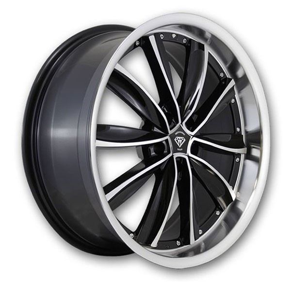 White Diamond Wheels W981 18x8 Black with Polished Face 5x114.3 +35mm 73.1mm