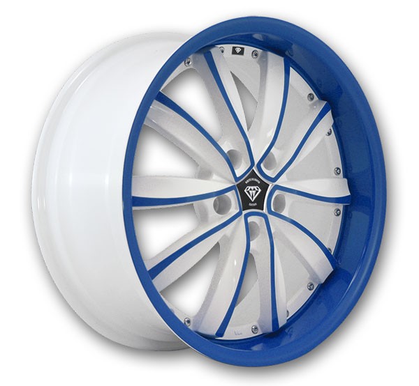 White Diamond Wheels W981 18x8 White With Blue Face 5x100 +35mm 73.1mm