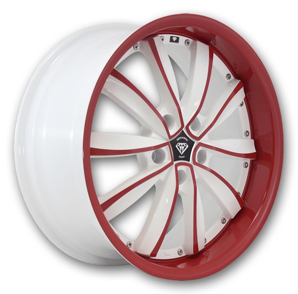 White Diamond Wheels W981 20x8.5 White with Red Face 5x114.3 +35mm 73.1mm