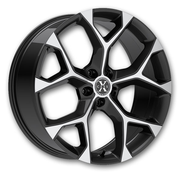 Xcess Wheels 5 Flake 22x9 Gloss Black Machined 5x120 +35mm 74.1mm