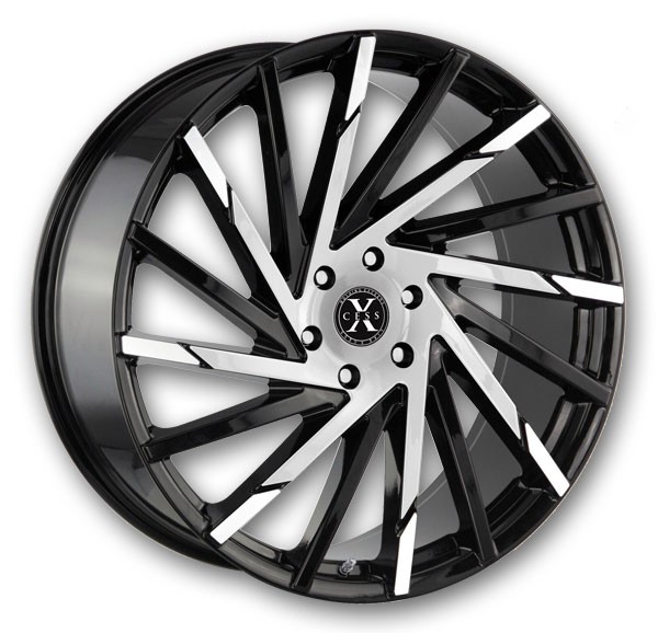 Xcess Wheels X02 22x9 Gloss Black Machined 5x120 +35mm 72.6mm