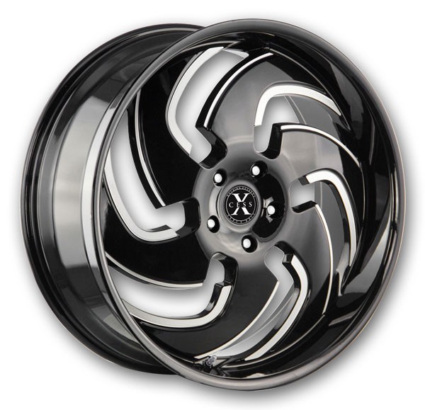 Xcess Wheels X03 22x9 Gloss Black Milled Edge 5x115 +15mm 72.6mm