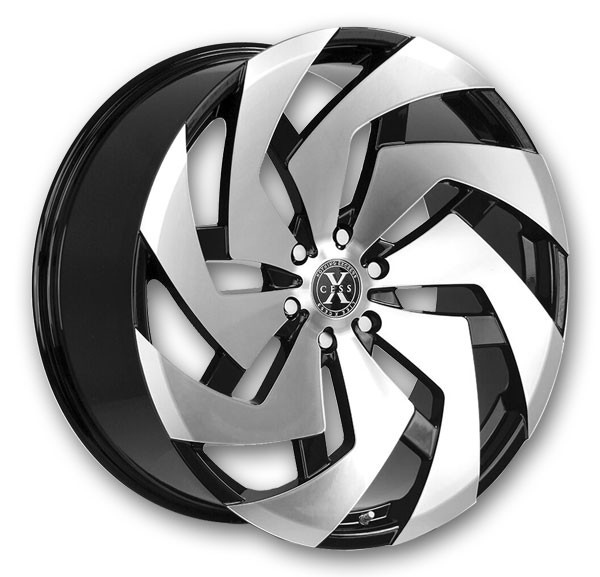 Xcess Wheels X04 22x9 Gloss Black Machined 5x115 +15mm 72.6mm