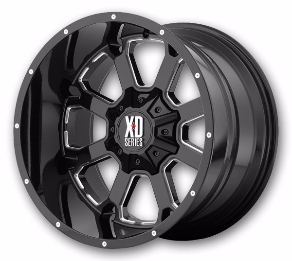 XD Series Wheels BUCK 25 20x10 Gloss Black Milled 5x127/5x139.7 -24mm 78.1mm