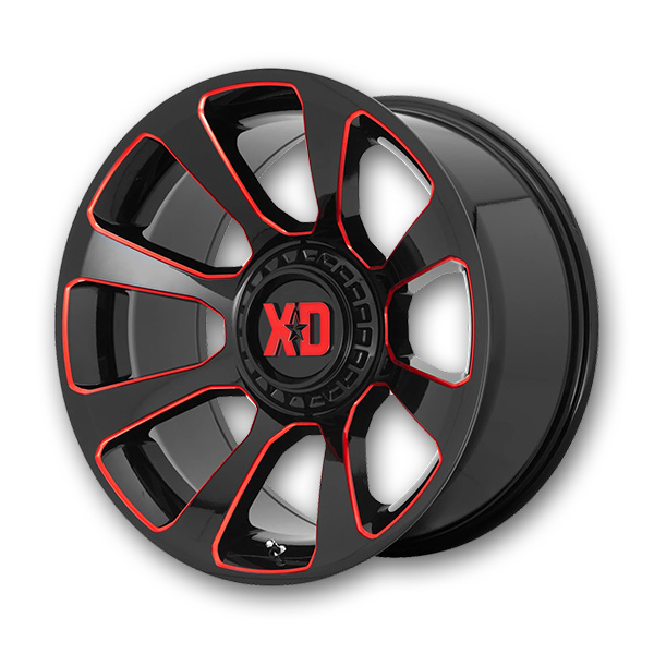 XD Series Wheels Reactor 20x10 Gloss Black Milled With Red Tint 5x127/5x139.7 -18mm 78.1mm
