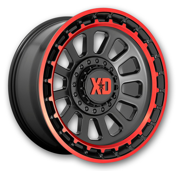 XD Series Wheels Omega 20x10 Satin Black Machined Lip With Red Tint 8x170 -18mm 125.1mm